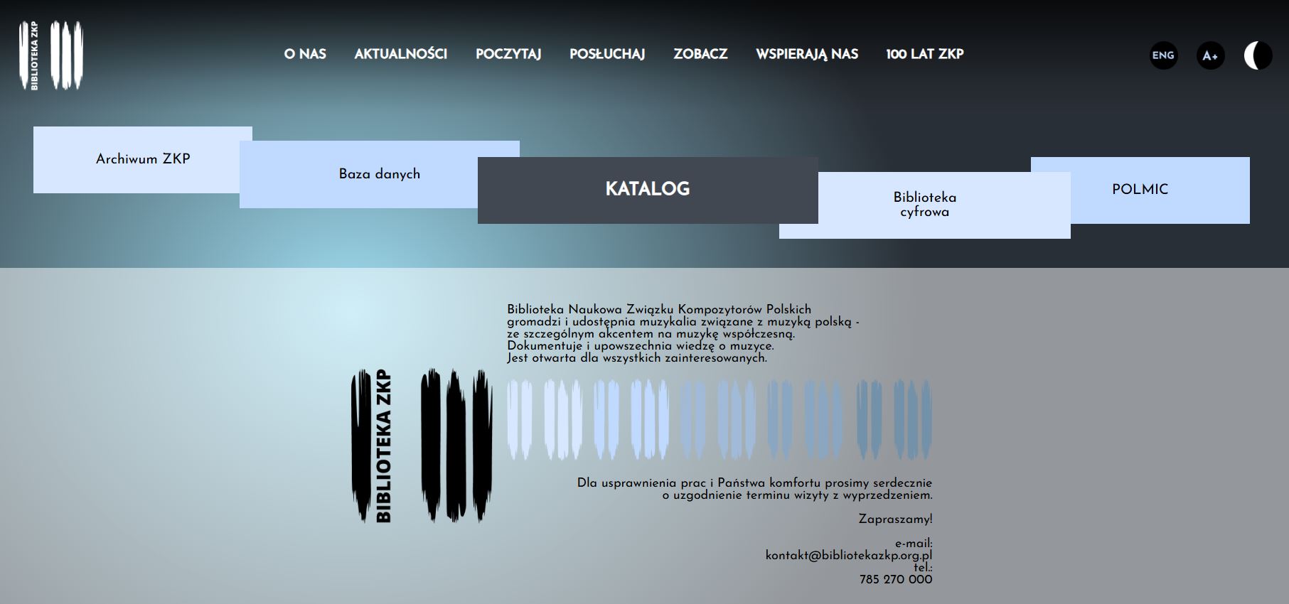 zrzut ekranu strony www Biblioteki ZKP