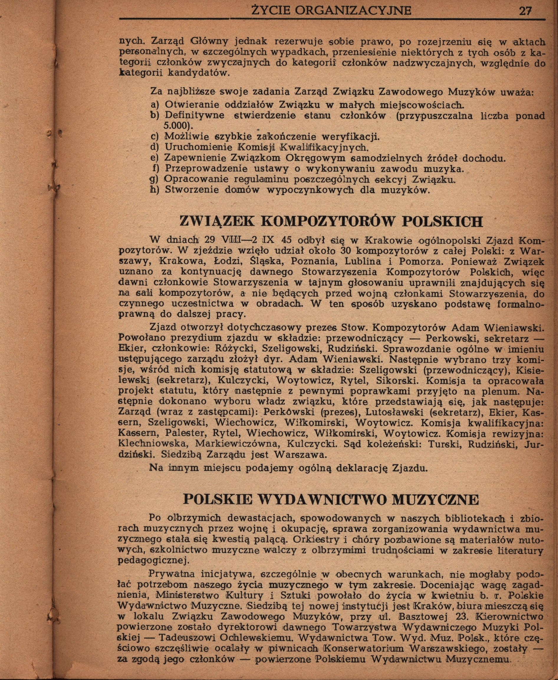 Skan artykułu w Ruchu Muzycznym z roku 1945