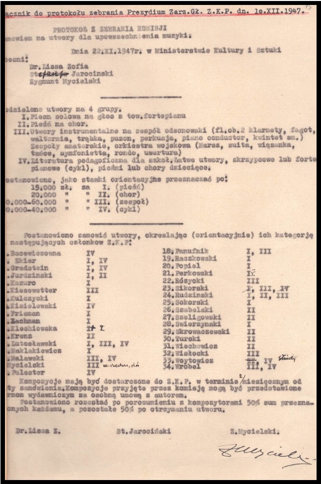 Skan dokumentu z Archiwum ZKP - załącznik do protokołu zebrania prezydium 10.12.1947